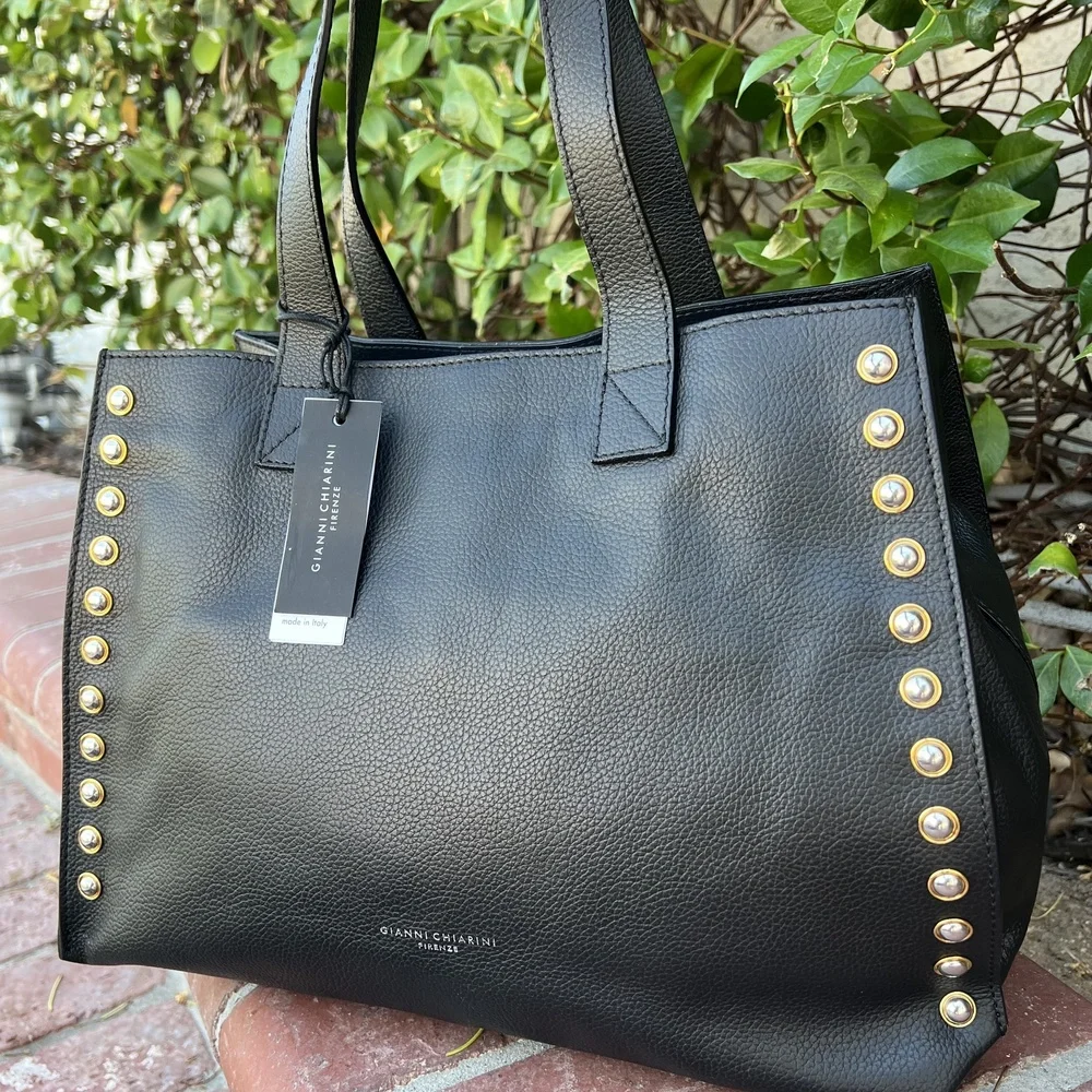 Gianni Chiarini Bag Borsa a Spalla Dorotea Black Leather Large Tote NWT w Flaw - Picture 2 of 8